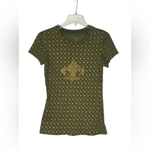 Y2K Veracity Fleur-de-Lis Rhinestone Graphic Tee